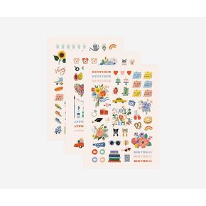 RIFLE PAPER CO. Planner Sticker Set - 3 Sheets of Stickers (130 Total), Decorate Notebooks, Planners, Gifts, or Envelopes, Fun Designs for Multiple Occasions