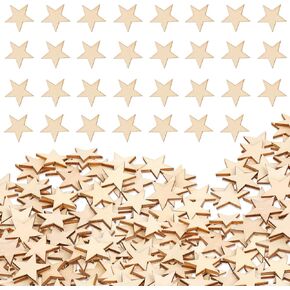 نقاط النجوم الخشبية 0.78 بوصة 100 PCS النجوم الخشبية للحرف اليدوية ، شكل نجمة قطع الخشب غير المكتم