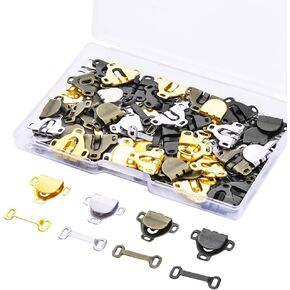 60 Pairs Sewing Hooks and Eyes Closure Clothing Fixing Hook Metal Pants Waist Hook Sew on Hook and Eye Clasp Hook and Eye Fasteners for Skirt Trousers