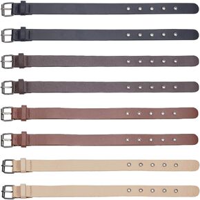 WEBEEDY 8 PCS Traditional Kilt Extender Straps 4 Colours Leather Cuff Belt Buckles PU Leather Adjustment Strap with Metal Square Buckle for Shirt Coat Jacket Dress Bags DIY Craft(42x2.5cm/16.5x1 Inch)