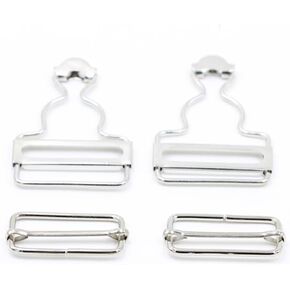 2pcs Silver Metal Overall Suspender Clips,Buckle with Rectangle Buckle Adjustable Overall Bib Clips,Replacement No-Sew Button for Pants Trousers Jeans DIY Handmade Jeans Accessories,Buckles Fasteners