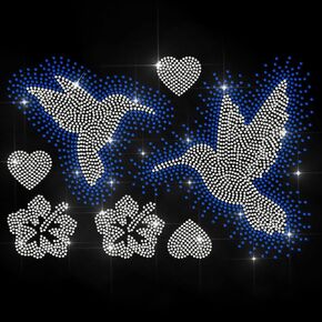 Mayjoydiy Hummingbird الحديد الحديد على نقل قلب زهرة نقل حرارة النقل شارات الطائر بتلة الساخنة المليئة بالحيوية.