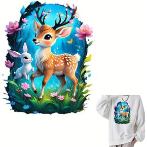 Sika Deer in The Forest Iron On Transfers for T-Shirts Rub on Transfers Stickers Vinyl Ready to Press Stickers Iron on Decals for T-Shirts Clothing Hoodie DIY Crafts