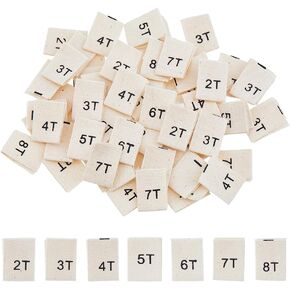 SUPERFINDINGS 350Pcs 7 Styles Clothing Label Size Tags 2T/3T/4T/5T/6T/7T/8T Size Polyester Cloth Size Label Shirt Garment Tags for Sew on Clothes Retail Apparel