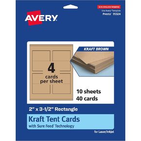 بطاقات خيمة مستطيل قابلة للطباعة مع تقنية التغذية المؤكدة ، 2 "× 3.5" ، بطاقة Kraft Brown Cardstock ، الطباعة إلى الحافة ، ليزر/نفث الحبر ، 100 ، إجمالي ، رائع لمتحدثي الطاولة ، العلامات الترويجية ، والمزيد