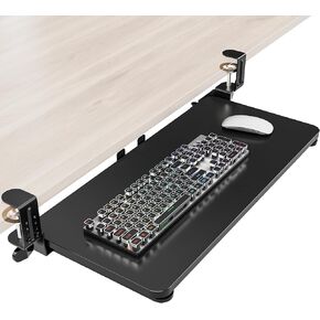Ergonomic Mouse & Keyboard Tray Under Desk, Pull Out with Adjustable C-clamp, 20 x 11.8 Inch Slide Out Computer Keyboard Drawer Mouse Tray for Typing, Black
