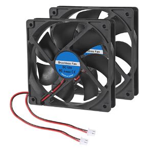 2Pcs DC 12V 12025 Cooling Fan Dual Ball Bearings Brushless 120x120x25mm Exhaust Fan 2Pin for Computer Case Cooling Fan