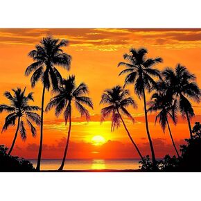 Lxmsja Sunset Diamond Art Kits للبالغين ، شاطئ DIY مجموعات الطلاء الماس الكاملة للمبتدئين للمبتدئين ، الحرف الفنية للأحجار الكريمة 5D للبالغين ، ديكور الجدار المنزلي 16x12 بوصة
