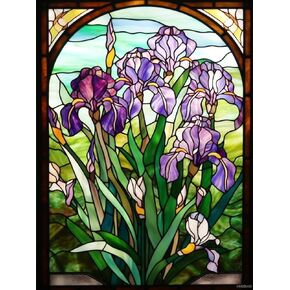 Hmdiimge DIY The Contined Glass Iris Diamond Painting Kits 5D Round Diamond Painting for البالغين Iris Diamond Art Kit لديكور الجدار وديكور غرفة المعيشة 12x16 بوصة