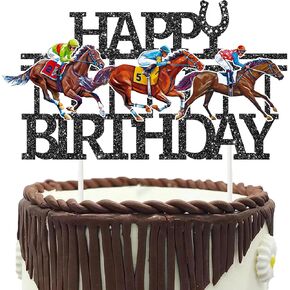 Kentucky Party Derby Day Cake Topper Soapper Birthdy Birthday Cake Topper Glitter Black Race Horse Decortations Derby Derby for Fearserian Murder Supplies Supplies