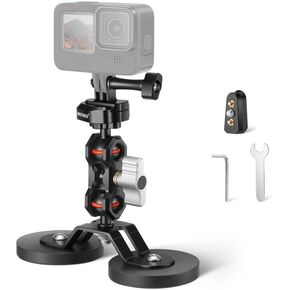Neewer Magnetic Action Camera Car Mount Kit with Magic Arm Stand & Phone Holder Attachment Compatible with GoPro Hero 13 12 11 10 Go Pro Max DJI Action Insta360 iPhone 16 Pro Max S24 Ultra, GP-40