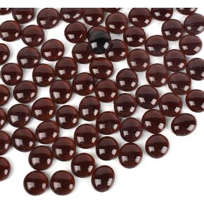 Huianer Flat Glass Marbles 1 رطل ، 100 بكسل أحواضب زجاجية مسطحة بنية مسطحة للهزيرة لحشو حديقة السمك أسماك حوض الحصى