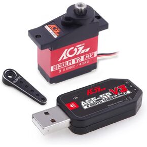 AGFRC B13DLM V2 4.5KG Micro Digital Servo, HPS06 25T Metal Servo Horn and AGF-SPV3 Servo Programmer
