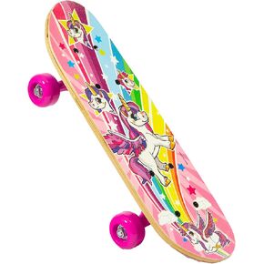 Ozbozz: 17" Skateboard - Unicorn - Heavy-Duty Flashing Wheels, Anti-Slip Grip, Smooth-Ride Bearings, Wooden Deck, Outdoor Ride-On Toy, Kids Ages 3+