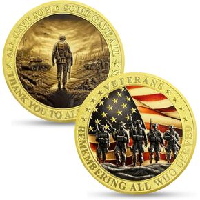 Military Challenge Coins - Bulk 24 Pcs Veterans Challenge Coin Remembering All Who Served Military Coins Soldier Tribute Coin Military Appreciation Gift