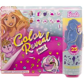 Barbie Color تكشف Peel Mermaid Fashion Doll مع 25 مفاجآت بما في ذلك الأرجواني Doll & Pet & 16 أكياس غامضة مع ملابس وملحقات لمظهرين مستوحاة من حورية البحر