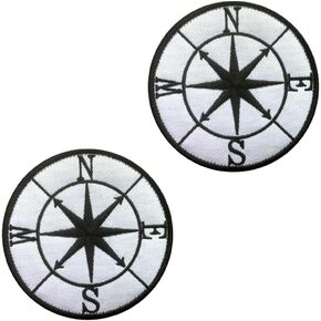 2 PCS Compass Military Patch Planted Ironered Iron on Sew on Outdoors Emblem Thection Tactical Flag Patches لحقائب الظهر ، سترة ، سترة ، أكياس ، ملابس ، جينز ، قبعات
