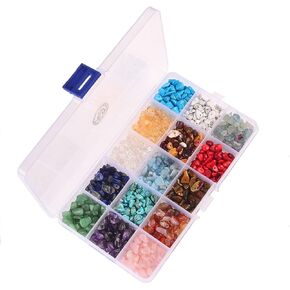 Pltbeads رقائق طبيعية حجر غير منتظم 7-8 مم حبات الأحجار الكريمة 15 ألوان متعددة مع حزمة قيمة مربع لتصنيع مجوهرات الخرز فضفاضة