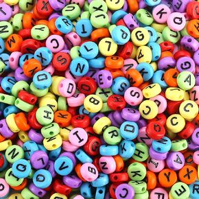 توبيت 500pcs أحرف أكريليك حبات الألوان الأبجدية جولة 10 ملم حبات رسالة لصنع سوار DIY (5 * 10 مم bgcolor-black)