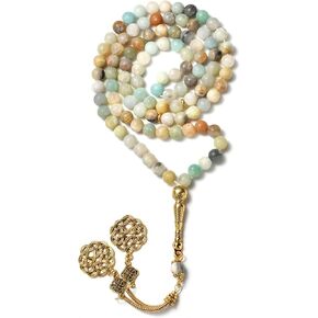 Premium Tasbih, Muslim Prayer Beads Made with Natural Amazonite Stone Beads for Daily Misbaha and Meditation - 99 Beads (8mm)