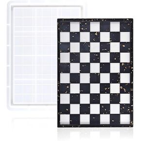 Checkerboard Pattern Trays Resin Mold, 1 Pcs Big Rectangular Tray Resin Molds Silicone for Jewllery Candy Coins Cup Holder
