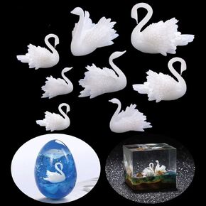 Fineinno 8pcs Swan Mini Swan لحرف الراتنج ، نموذج حيوان ثلاثي الأبعاد البلاستيك ، حشو راتنجات الإيبوكسي ، إكسسوارات راتنجات الديكور DIY Making Supplies