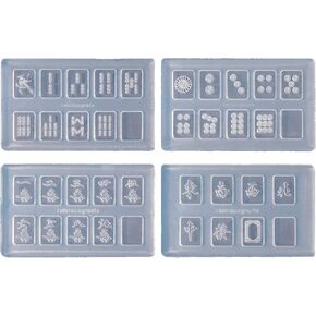 4 Pack Mahjong Nail Moulds Mahjong Epoxy Resin Casting Mould Resin Silicone Molds for Craft Project Mahjong Game Set