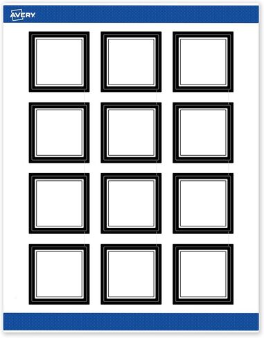 Avery Printable Square Labels, Double Black Border, 2" x 2", Matte White Square Labels, Permanent, Laser/Inkjet, 120ct, Great for Product Labels in Saudi Arabia