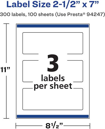 Avery Durable Waterproof Rectangle Labels with Sure Feed, 2.5" x 7", 30 Oil and Tear-Resistant Waterproof Labels, Print-to-The-Edge, Laser/Pigment-Based Inkjet Printable Labels in Saudi Arabia