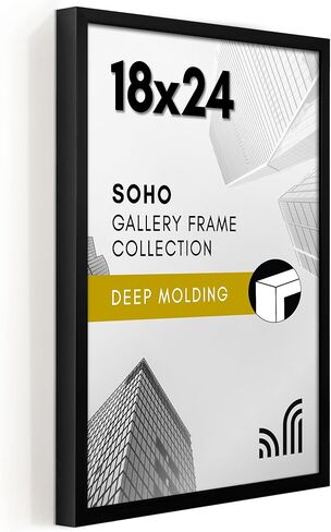 إطار ملصق Americanflat مقاس 16 × 24 باللون الأسود - إطار قولبة عميق مع غطاء زجاجي ومعدات تعليق متضمنة لعرض الحائط in Kuwait