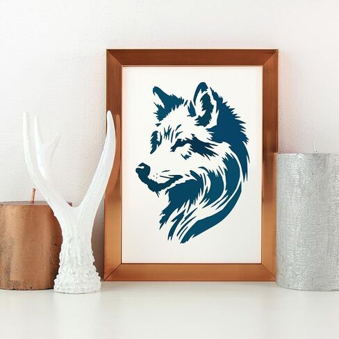 Stinginspire Wolf Stencil مع فرشاة الطلاء 11.7x7.9 بوصة واقعية الذئب الاستنسل الذئب نمط الاستنسل القابل لإعادة الاستخدام للذئب اللوحة استنسل مواضيع حيوان الذئ in Kuwait