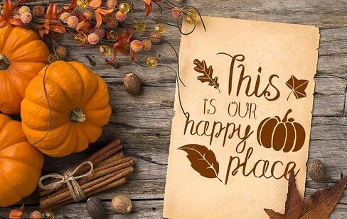8Pcs Autumn Fall Painting Stencils Thanksgiving Drawing Templates Stencils Plastic Templates for DIY Art Craft Home Decor Maple Leaves Pumpkin Wreath Wheat Ears Scarecrow Stencils in Saudi Arabia