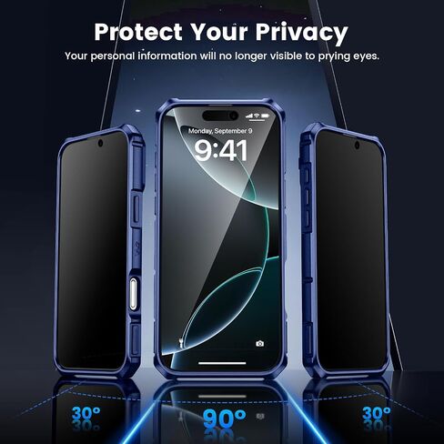 VEGO Case for iPhone 16 Pro Max, Slide Camera Cover & Privacy Screen Protector & 360°Rotatable Ring Kickstand Military Grade Heavy Duty Protection Case for iPhone 16 ProMax 2024 5G 6.9 Inch - Black in Kuwait