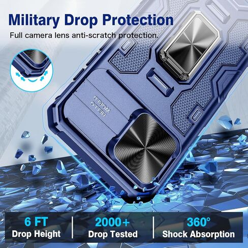 VEGO Case for iPhone 16 Pro Max, Slide Camera Cover & Privacy Screen Protector & 360°Rotatable Ring Kickstand Military Grade Heavy Duty Protection Case for iPhone 16 ProMax 2024 5G 6.9 Inch - Black in Kuwait