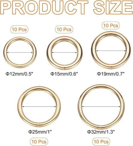 uxcell O Ring Buckle Zinc Alloy Opening O-Rings Clasp Clips for Crafts Keyrings Bags Straps Belts DIY Accessories in Kuwait