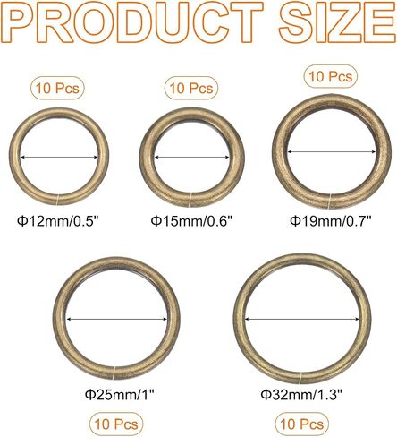 uxcell o حلقة زحمة سبيكة الزنك فتح مقاطع مقاطع O-Rings for الحرف Keyrings الأشرطة أحزمة الملحقات DIY in Saudi Arabia