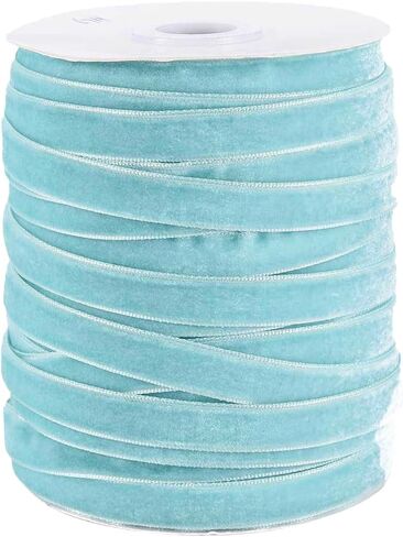 50 Yards 3/8 Inch Light Pink Velvet Ribbon Soild Thin Soft Single Face Fabric Wedding Ribbons Bundle Rolls with Spool for Sewing Making Crafts Gift Wrapping Bouquets Choker Party Decoration in Saudi Arabia