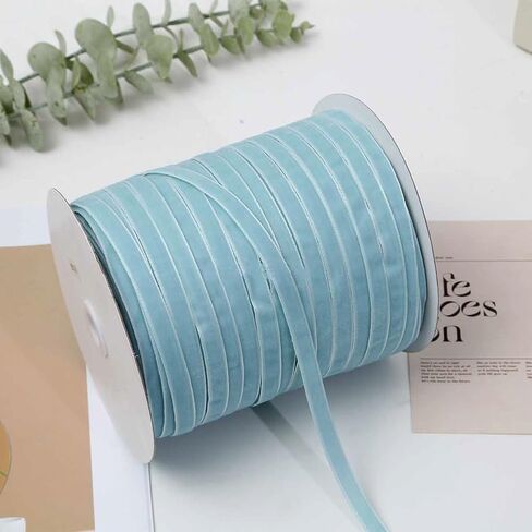 50 Yards 3/8 Inch Light Pink Velvet Ribbon Soild Thin Soft Single Face Fabric Wedding Ribbons Bundle Rolls with Spool for Sewing Making Crafts Gift Wrapping Bouquets Choker Party Decoration in Saudi Arabia