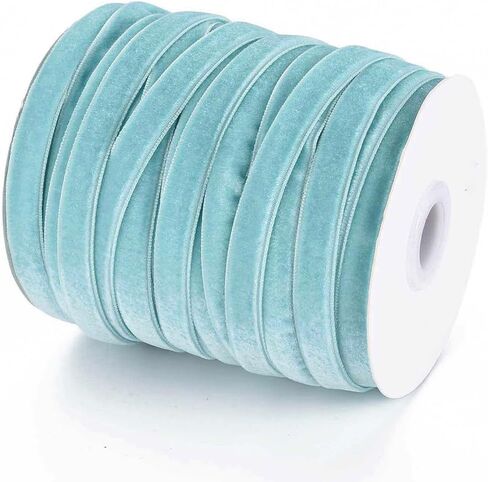 50 Yards 3/8 Inch Light Pink Velvet Ribbon Soild Thin Soft Single Face Fabric Wedding Ribbons Bundle Rolls with Spool for Sewing Making Crafts Gift Wrapping Bouquets Choker Party Decoration in Saudi Arabia