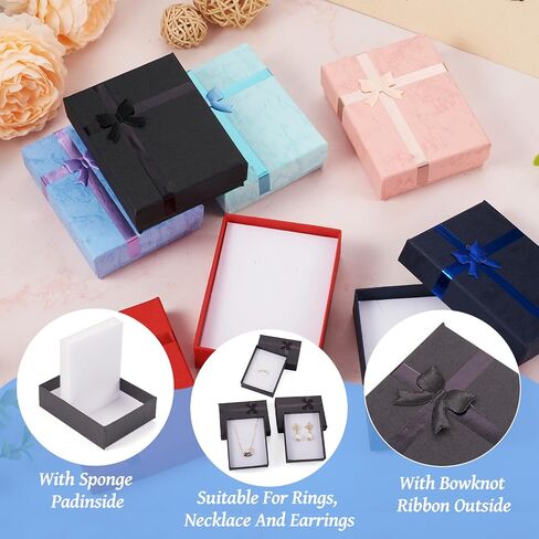 Cheriswelry 12Pcs Black Gift Box with Lid Christmas Gift Box Cotton-Filled Storage Case 3.54"x2.76" Necklace Bracelet Earring Box for Party Decoration Wedding Party Birthday Engagement in Saudi Arabia