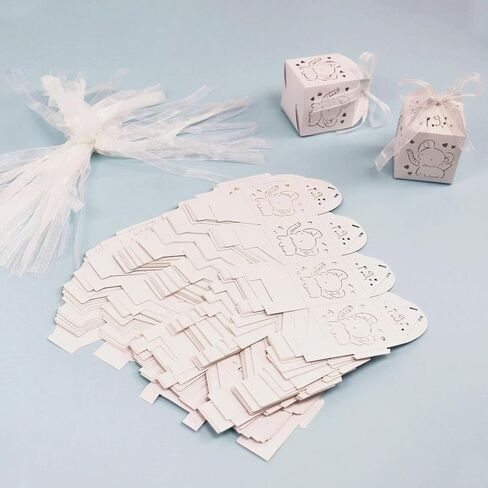 24pcs Elephant Shower Favor Boxes,Cute Laser Cut Box with Ribbon,Hollow Out Elephant Pattern Candy Boxes for Birthday Party Decoration Supplies (pink) in Kuwait