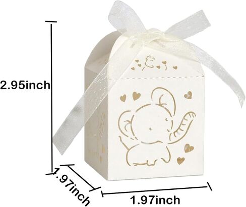 24pcs Elephant Shower Favor Boxes,Cute Laser Cut Box with Ribbon,Hollow Out Elephant Pattern Candy Boxes for Birthday Party Decoration Supplies (pink) in Kuwait