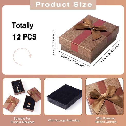 Cheriswelry 12Pcs Gift Wrap Boxes with Lids 3.54"x2.68" Pink Gift Box for Valentines Wedding Party Christmas Decoration Necklace Bracelet Earring Ring Jewelry Display in Kuwait