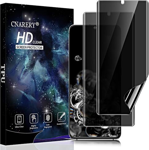 2 Pack Privacy Screen Protector for Samsung Galaxy S21 Ultra[Not Glass], Anti-spy Flexible TPU Screen Protector, Support Fingerprint 3D Curved Full Coverage in Saudi Arabia
