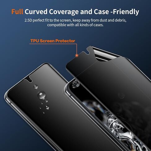 2 Pack Privacy Screen Protector for Samsung Galaxy S21 Ultra[Not Glass], Anti-spy Flexible TPU Screen Protector, Support Fingerprint 3D Curved Full Coverage in Saudi Arabia
