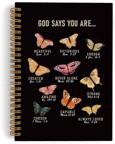God Says You Are Beautiful Spiral Notebook, Butterfly Notebook Christian Journal, Lined Journal College Ruled Notebook, Bible Verse Inspirational Hardcover Notebook for Christian Gifts 5.5x8.3 in Saudi Arabia
