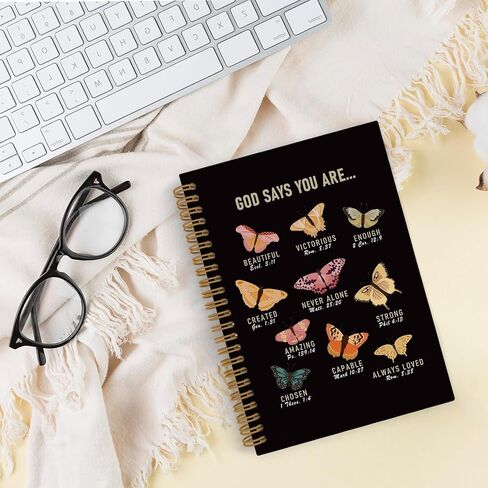 God Says You Are Beautiful Spiral Notebook, Butterfly Notebook Christian Journal, Lined Journal College Ruled Notebook, Bible Verse Inspirational Hardcover Notebook for Christian Gifts 5.5x8.3 in Saudi Arabia