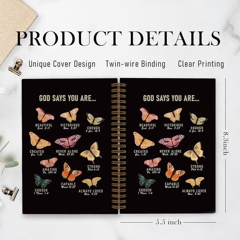 God Says You Are Beautiful Spiral Notebook, Butterfly Notebook Christian Journal, Lined Journal College Ruled Notebook, Bible Verse Inspirational Hardcover Notebook for Christian Gifts 5.5x8.3 in Saudi Arabia