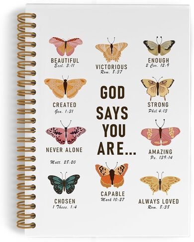 God Says You Are Beautiful Spiral Notebook, Butterfly Notebook Christian Journal, Lined Journal College Ruled Notebook, Bible Verse Inspirational Hardcover Notebook for Christian Gifts 5.5x8.3 in Saudi Arabia