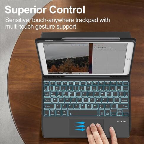 Keyboard Case for Galaxy Tab S10 Plus/S9 Plus/S9FE Plus 12.4 inch, 7 Color Backlit, Rechargeable, Detachable Wireless Bluetooth Keyboard, S Pen Holder, Smart Folio Cover for Samsung Tab S10+/S9+/S9fe+ in Saudi Arabia